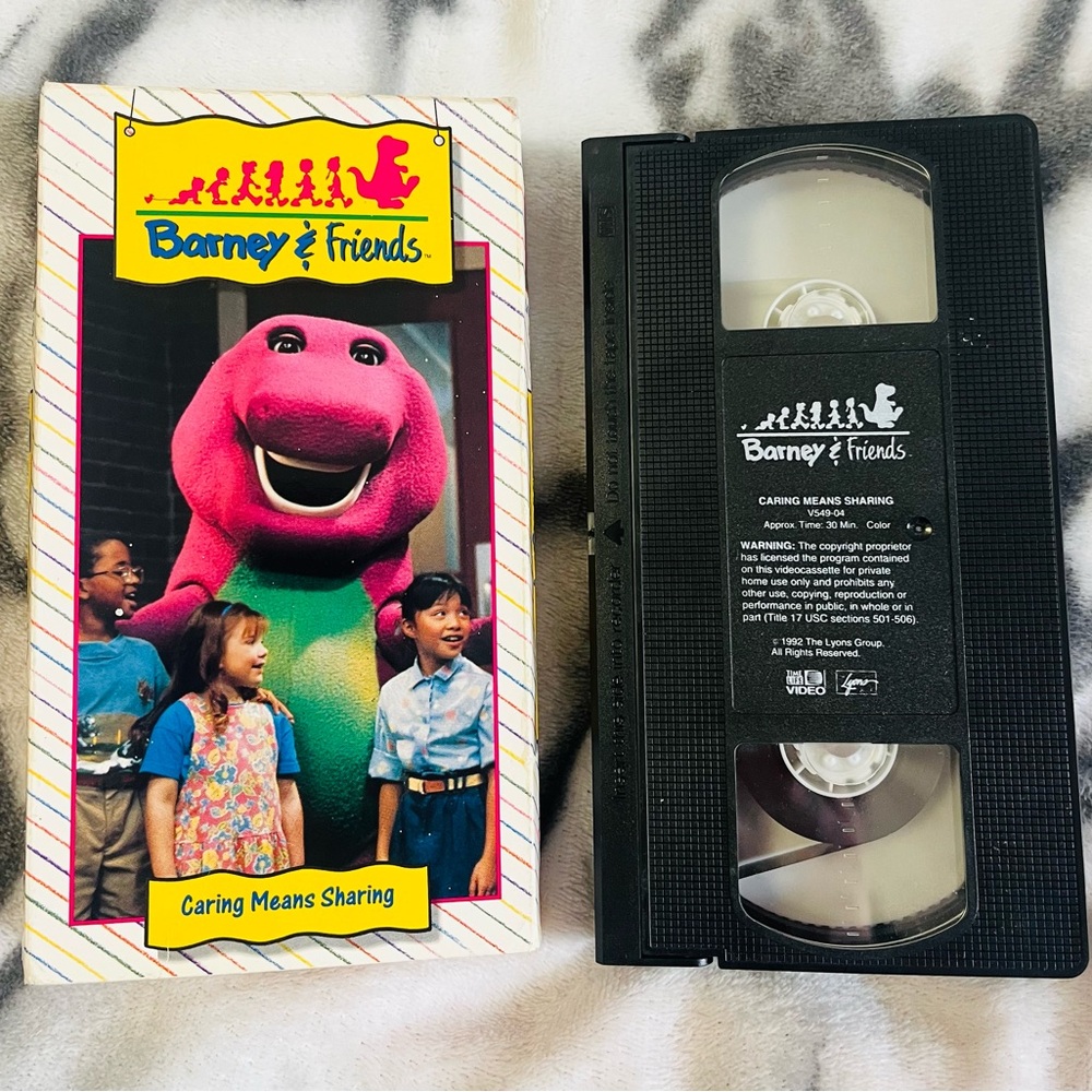 1992 Vintage VHS Tape of Barney & Friends: Caring Means Sharing (9th episode)